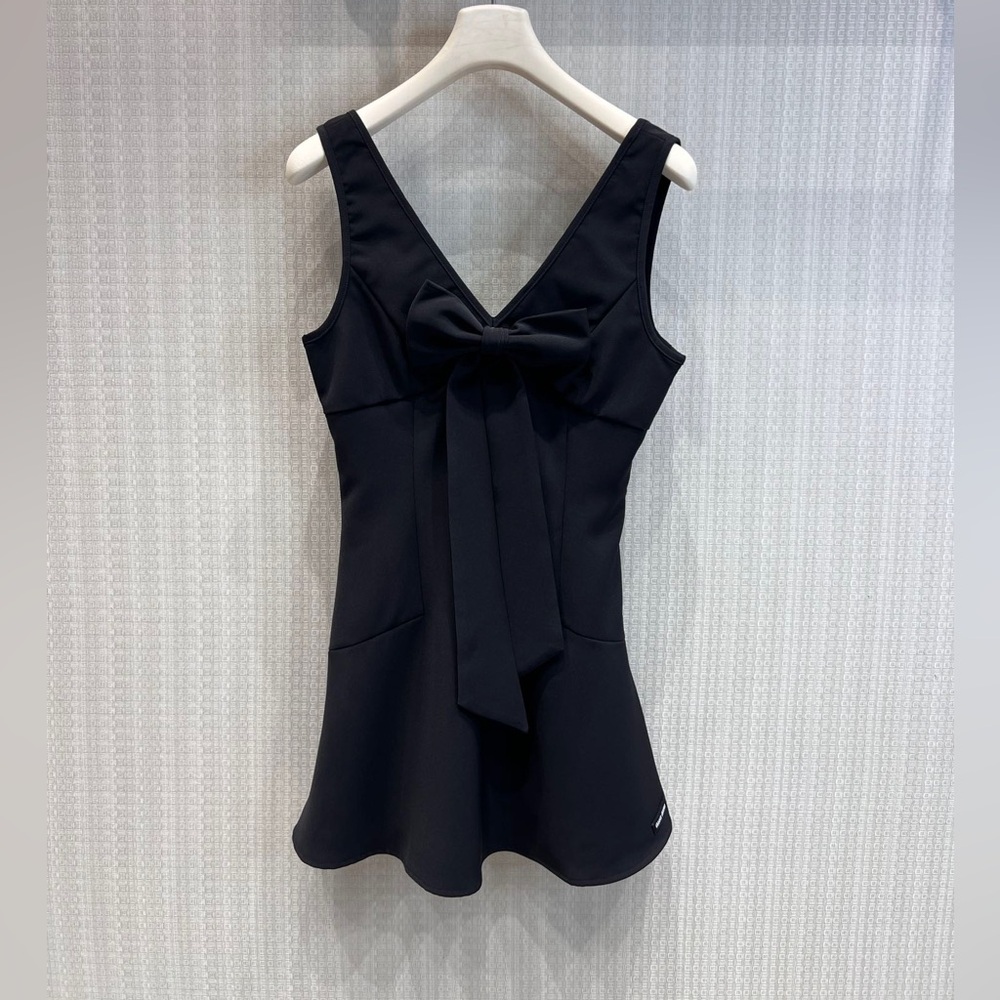 Miu Miu Black Mini Dress with Bow Detail